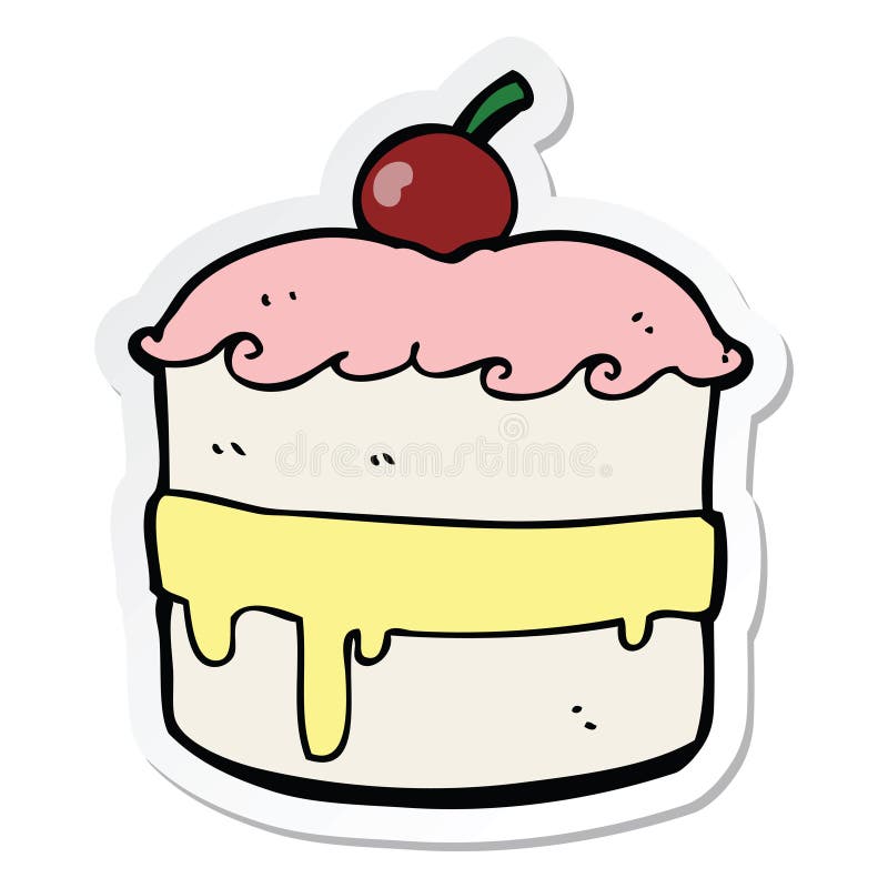 Sticker of a cartoon cake stock vector. Illustration of artwork 149180094