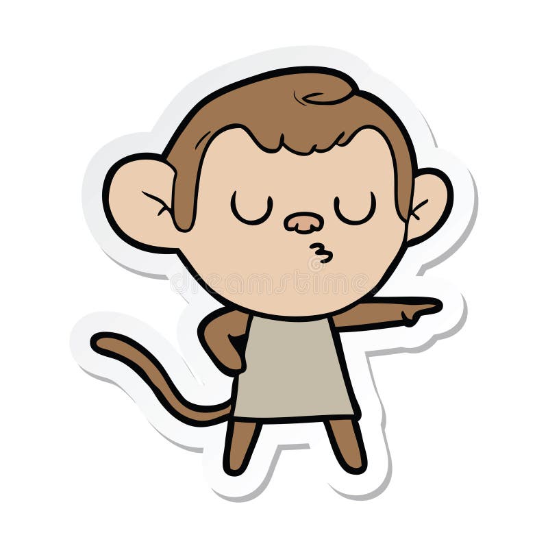 Sticker of a Cartoon Calm Monkey Stock Vector - Illustration of monkey ...