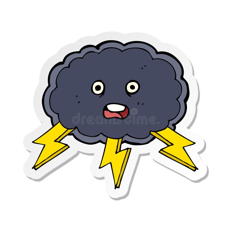 Sticker of a Cartoon Cloud and Lightning Bolt Symbol Stock Vector ...