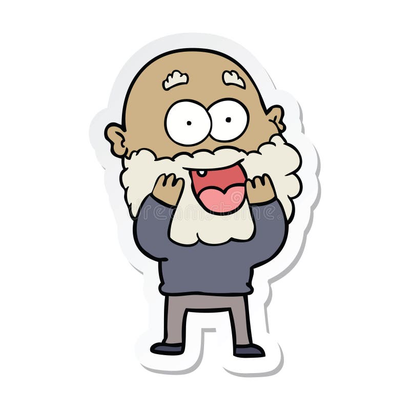 Sticker of a Cartoon Crazy Happy Man with Beard Gasping Stock Vector -  Illustration of label, amazed: 147643975