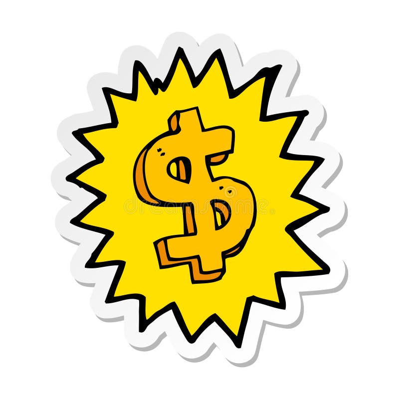 Sticker of a Cartoon Dollar Symbol Stock Vector - Illustration of retro