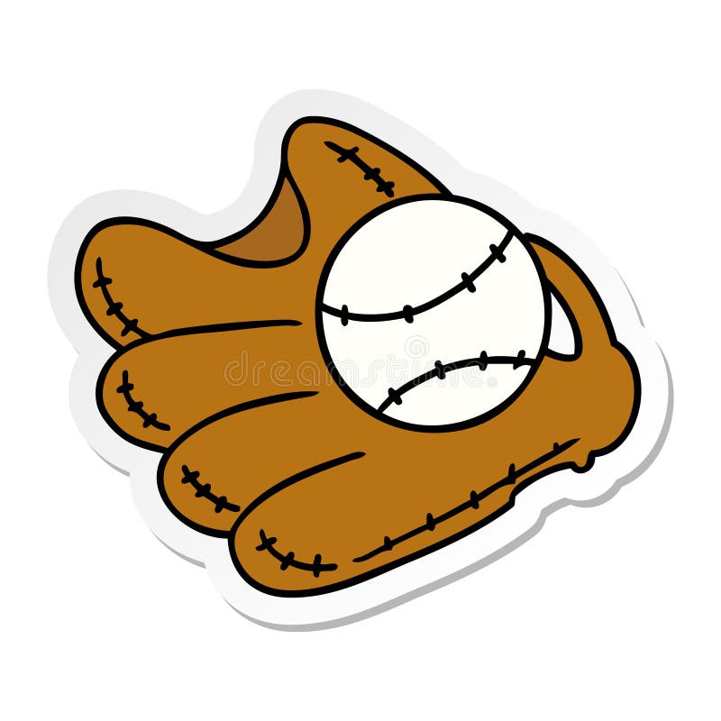 Sticker Decal Cartoon Baseball Glove Sport Fitness Free Hand Drawn