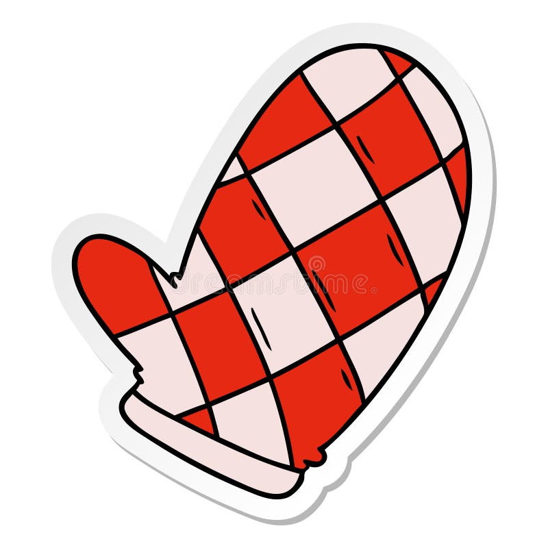 Sticker Cartoon Doodle of an Oven Glove Stock Vector Illustration of