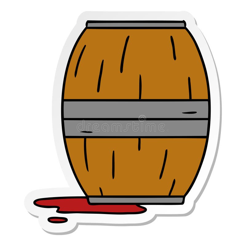 sticker cartoon doodle of a wine barrel