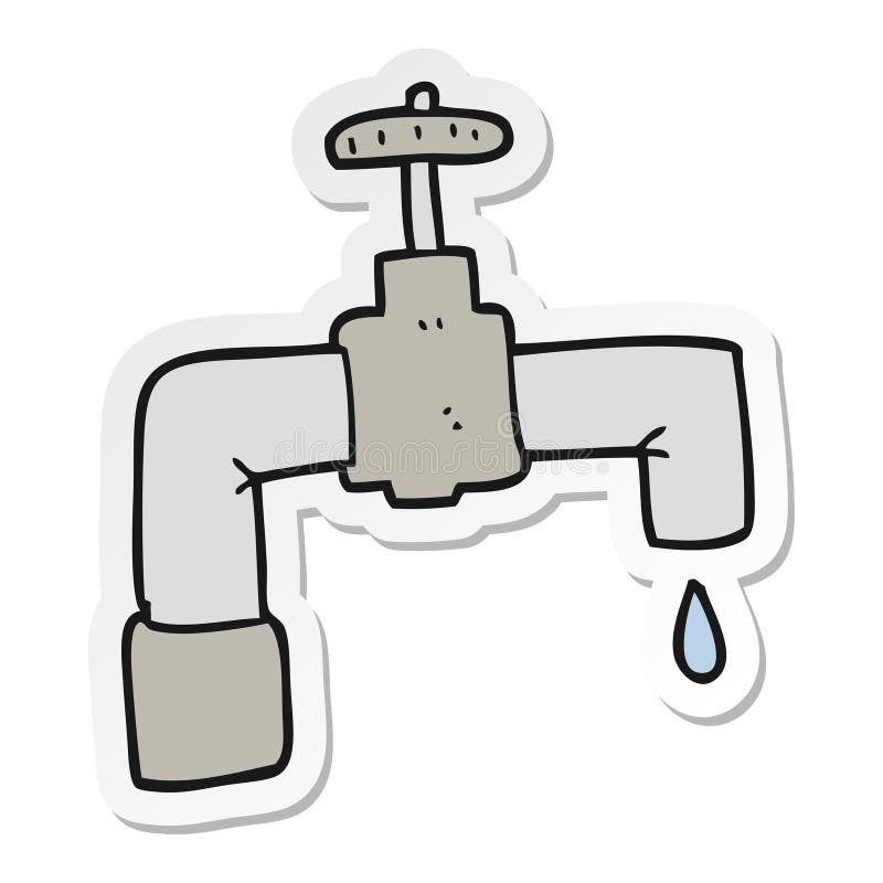 Sticker of a Cartoon Dripping Faucet Stock Vector - Illustration of faucet,  clip: 150406960