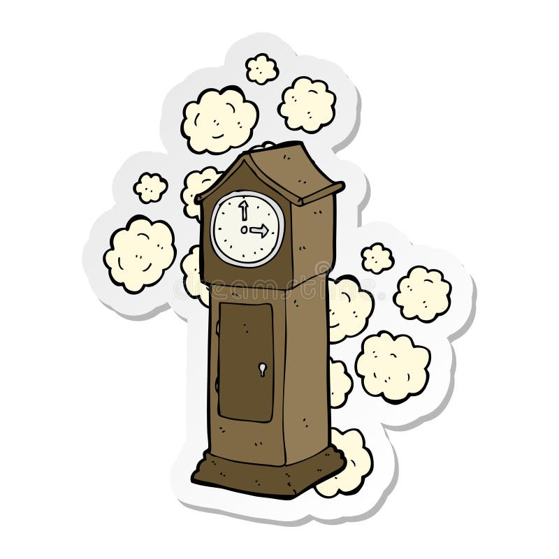 sticker of a cartoon dusty old grandfather clock