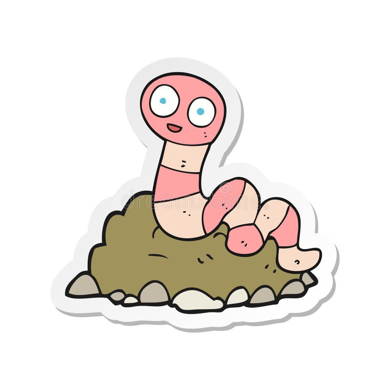 sticker of a cartoon earthworm