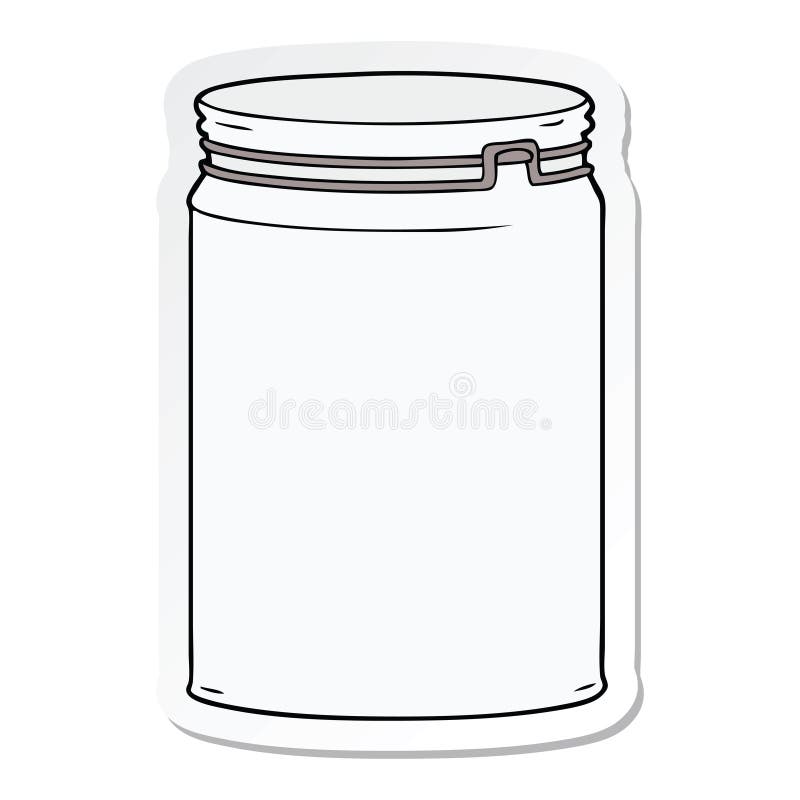 sticker of a cartoon empty glass jar