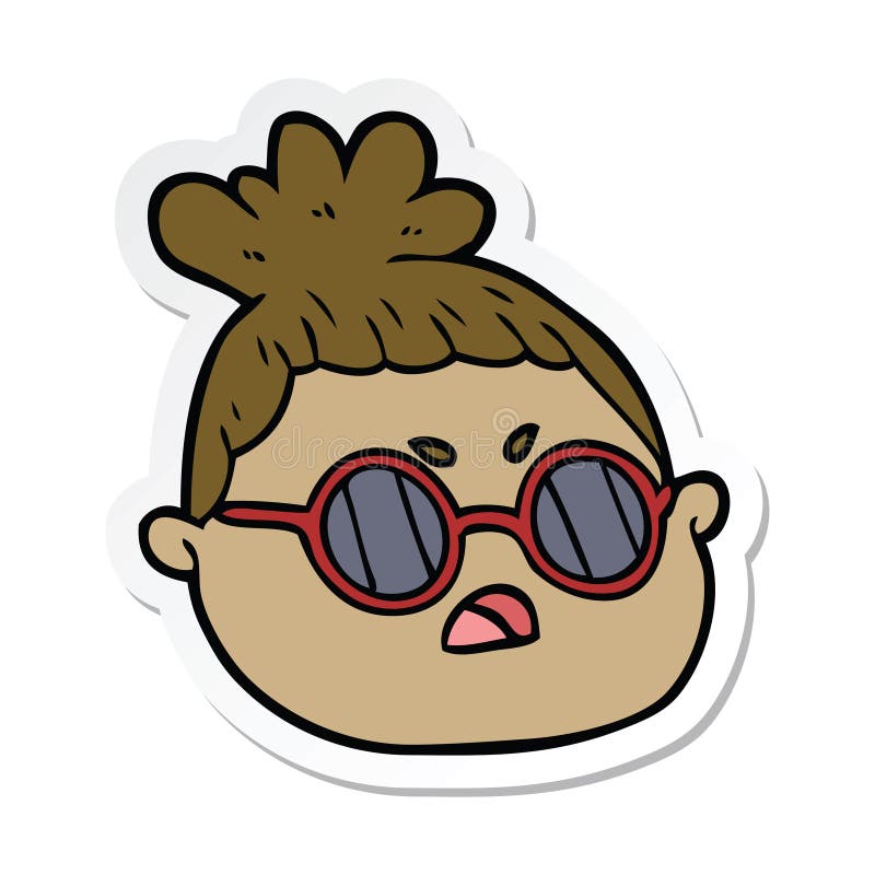 Sticker of a Cartoon Female Face Stock Vector Illustration of girl