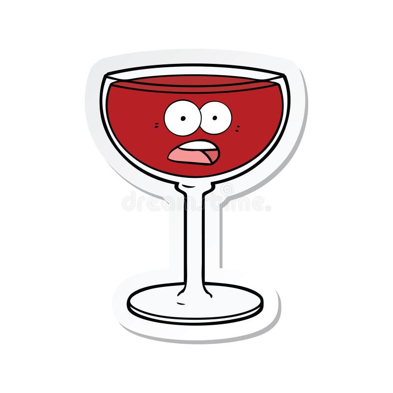 Glass Wine Face Cartoon Sticker Stick Icon Decal Label Drawing