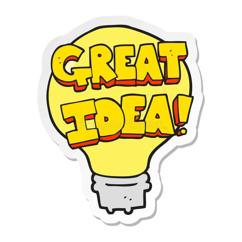 Sticker of a Cartoon Great Idea Light Bulb Symbol Stock Vector