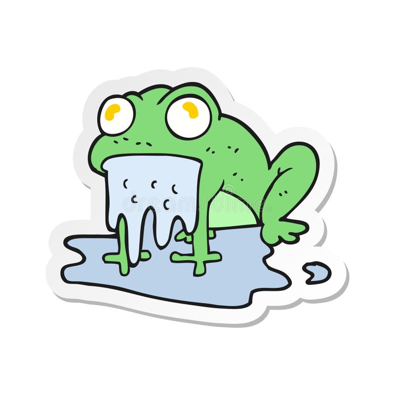 sticker of a cartoon gross little frog