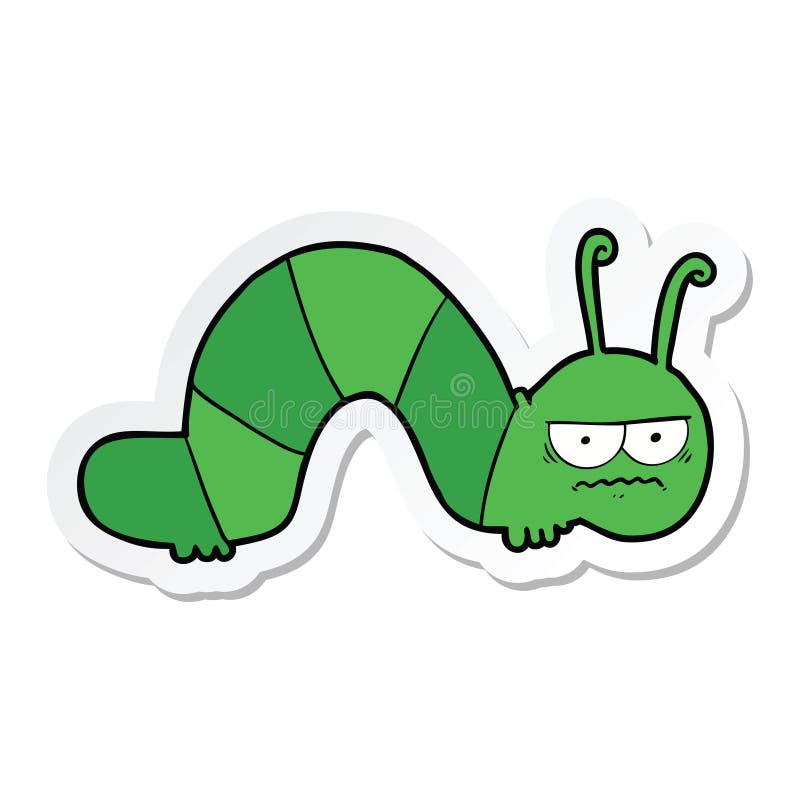 Sticker of a Cartoon Grumpy Caterpillar Stock Vector - Illustration of  drawing, stick: 150411374