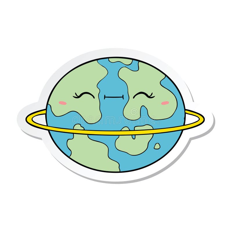 sticker of a cartoon habitable alien planet