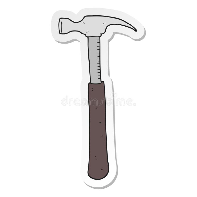 Sticker of a Cartoon Hammer Stock Vector Illustration of sign, drawn