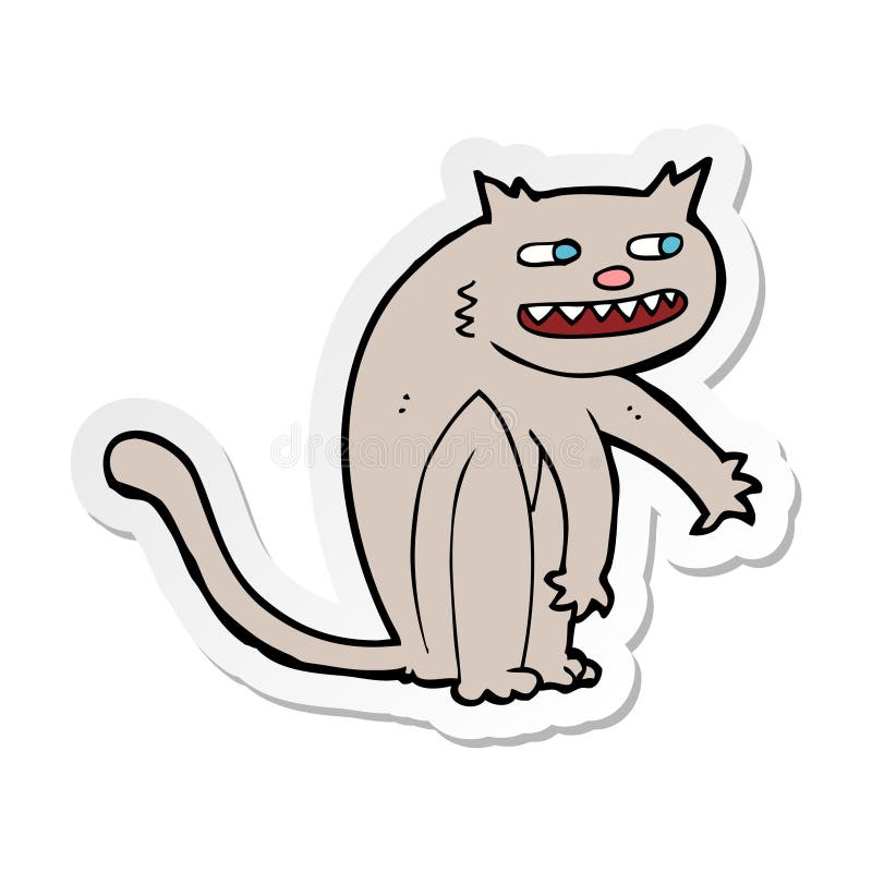 sticker of a cartoon happy cat