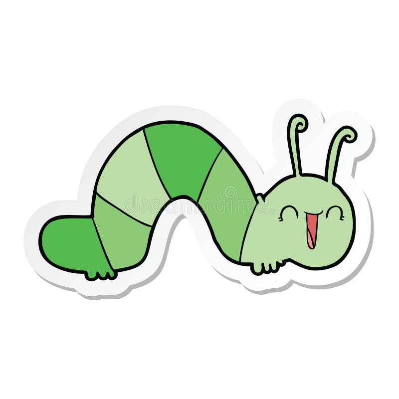 sticker of a cartoon happy caterpillar