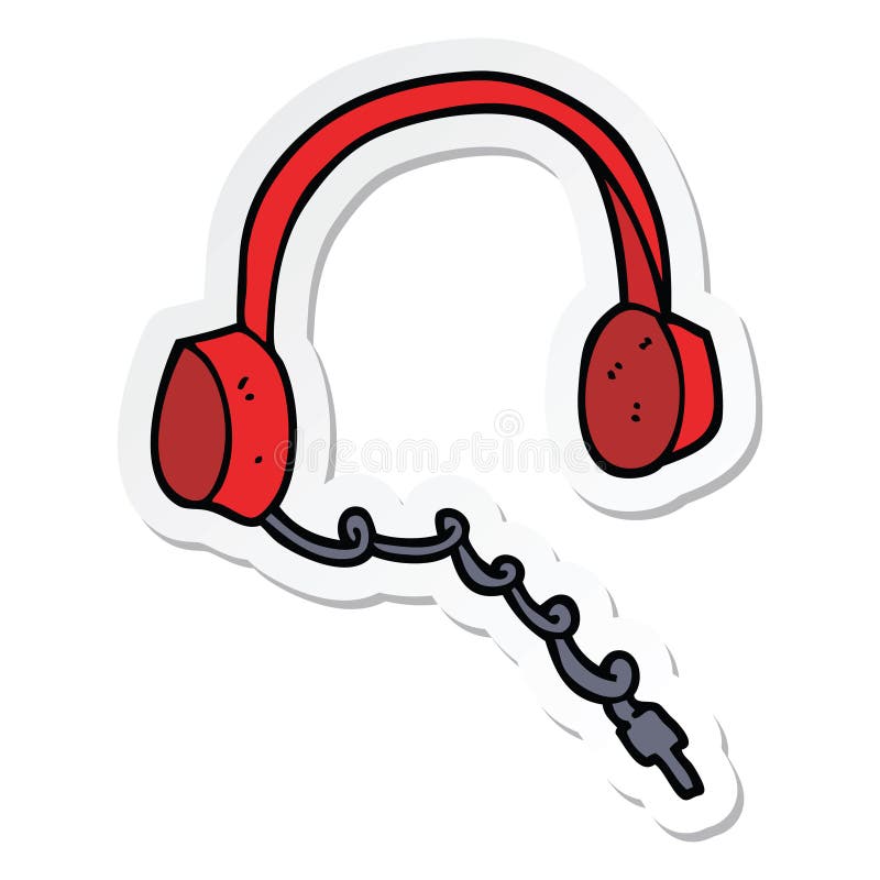 Sticker of a Cartoon Headphones Stock Vector - Illustration of cute, retro:  147706749
