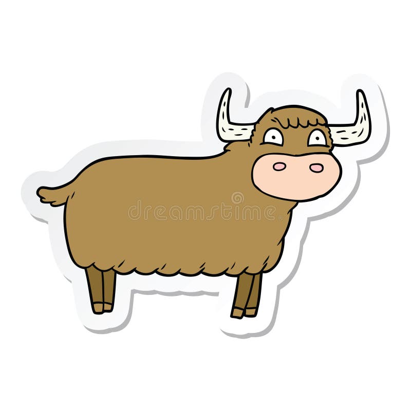 sticker of a cartoon highland cow