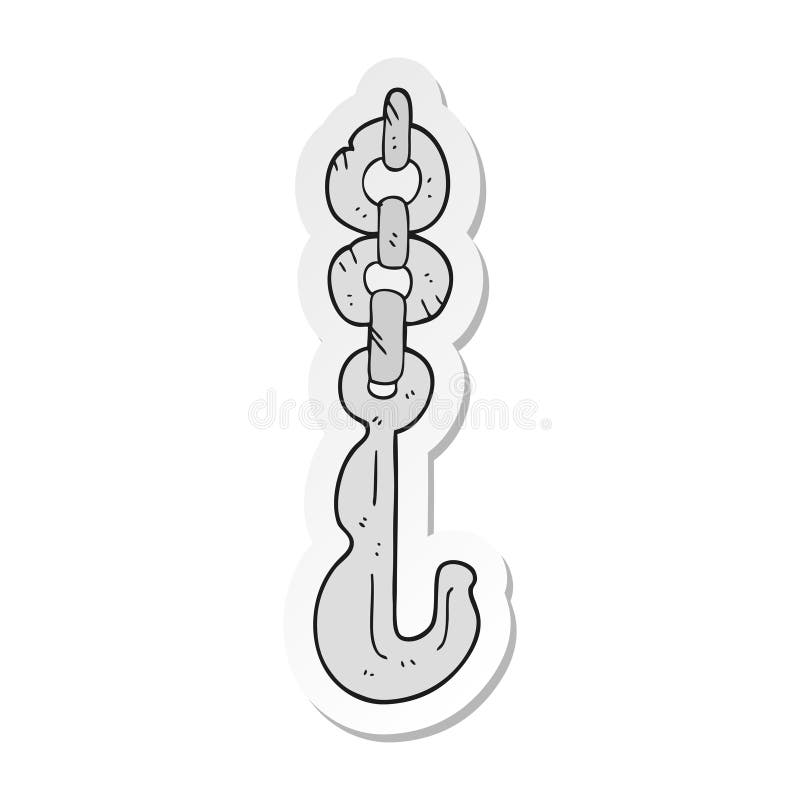 sticker of a cartoon hook and chain