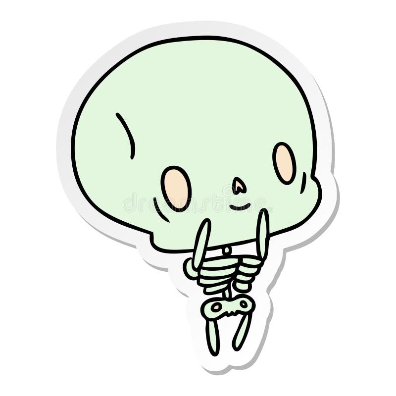 Sticker Cartoon Kawaii Cute Dead Skeleton Stock Vector