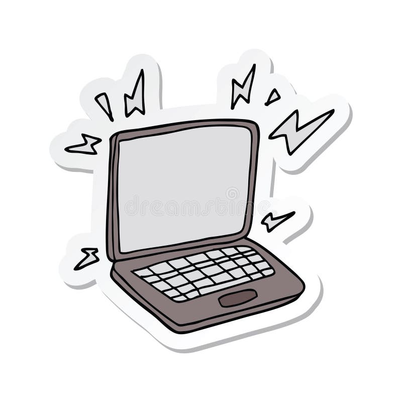 Sticker of a Cartoon Laptop Computer Stock Vector - Illustration of cartoon,  label: 147694670