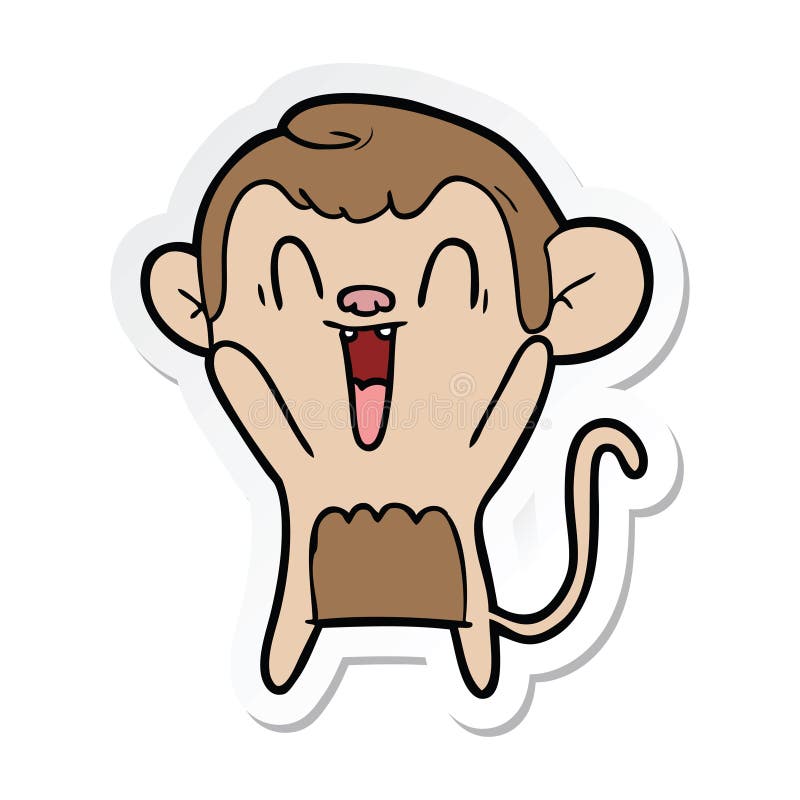 Sticker of a Cartoon Laughing Monkey Stock Vector - Illustration of ...