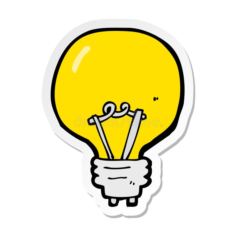 sticker of a cartoon light bulb