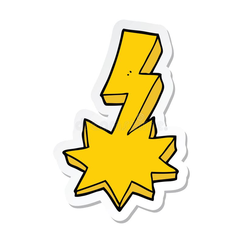 Sticker of a Cartoon Lightning Strike Stock Vector Illustration of