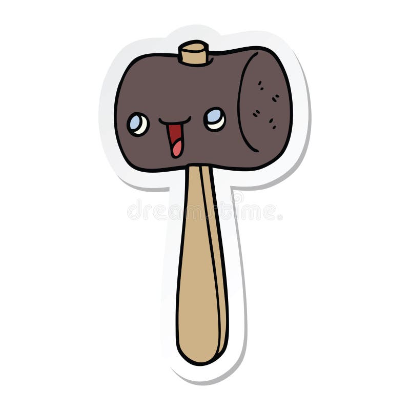 sticker of a cartoon mallet