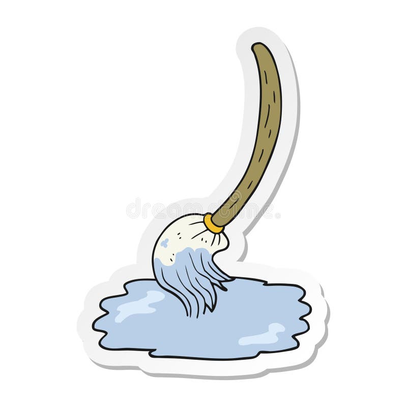 Sticker of a cartoon mop stock vector. Illustration of funny 147742250