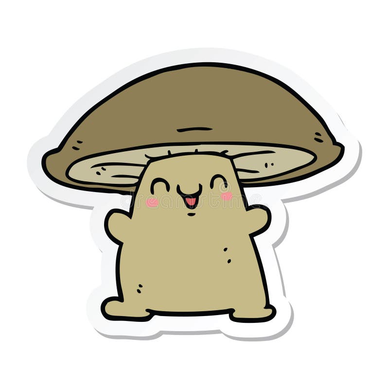 Sticker of a Cartoon Mushroom Character Stock Vector Illustration of cartoon, drawing 147741116