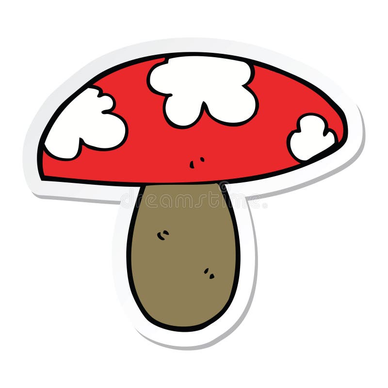Sticker of a Cartoon Mushroom Stock Vector Illustration of nature, hand 149269309