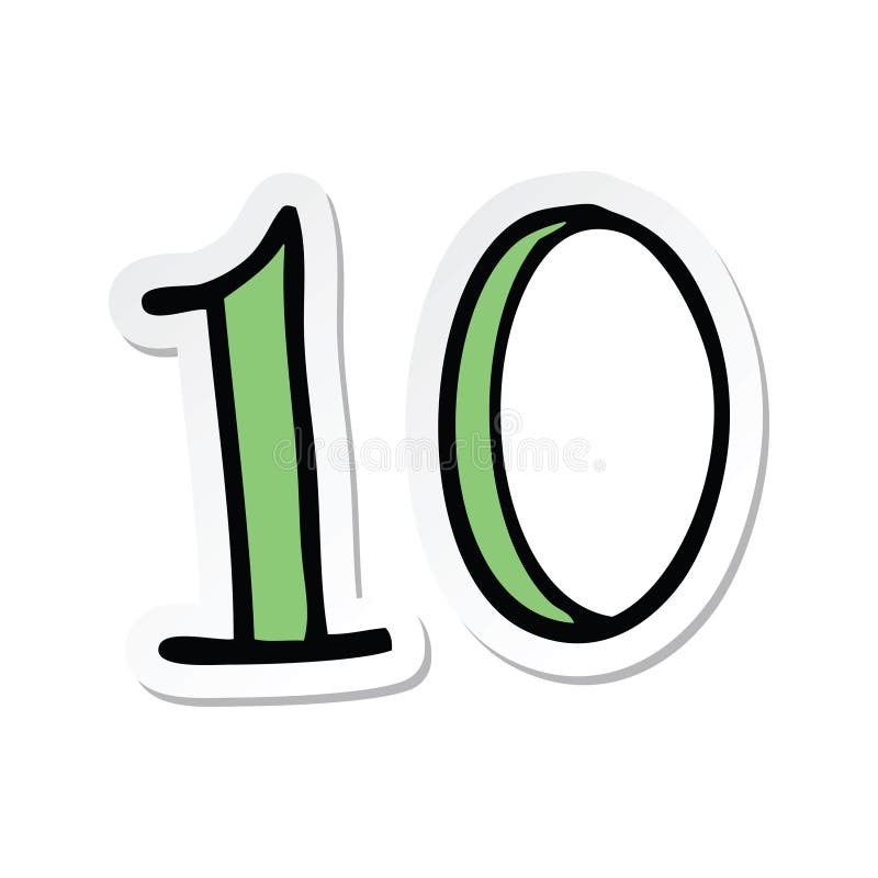 sticker of a cartoon number 10