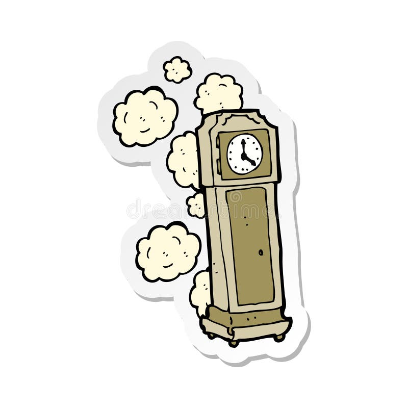 sticker of a cartoon old grandfather clock