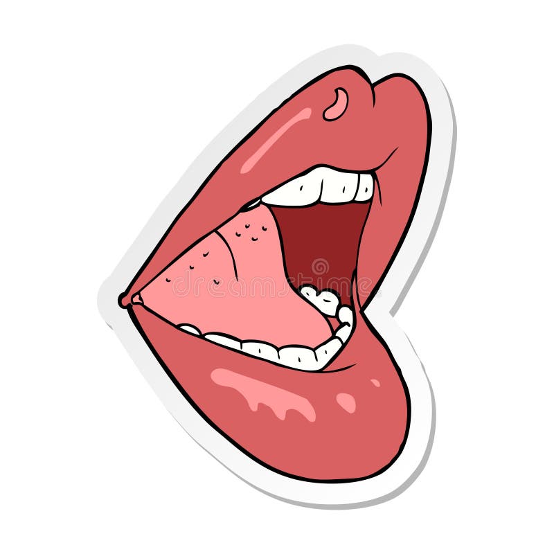 Sticker Lips Mouth Female Open Talking Speaking Full Pout Lipstick Sexy