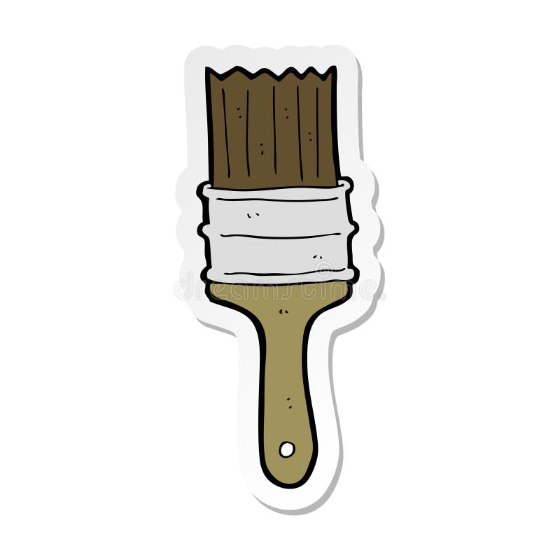 sticker of a cartoon paint brush