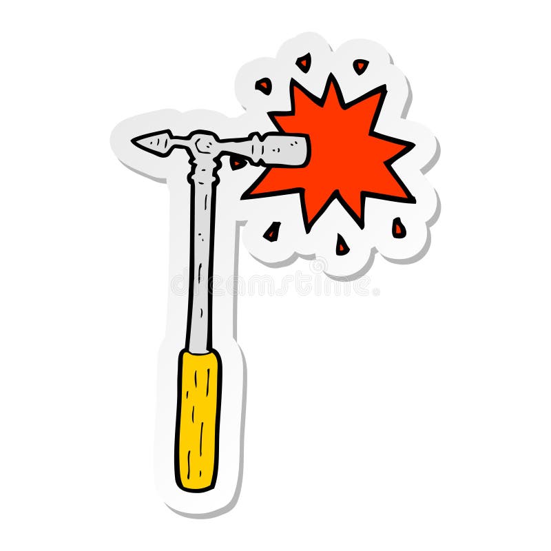 Sticker of a Cartoon Pin Hammer Stock Vector Illustration of hammer