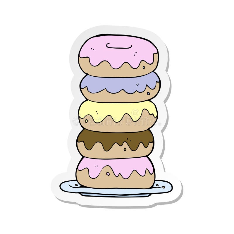 sticker of a cartoon plate of donuts