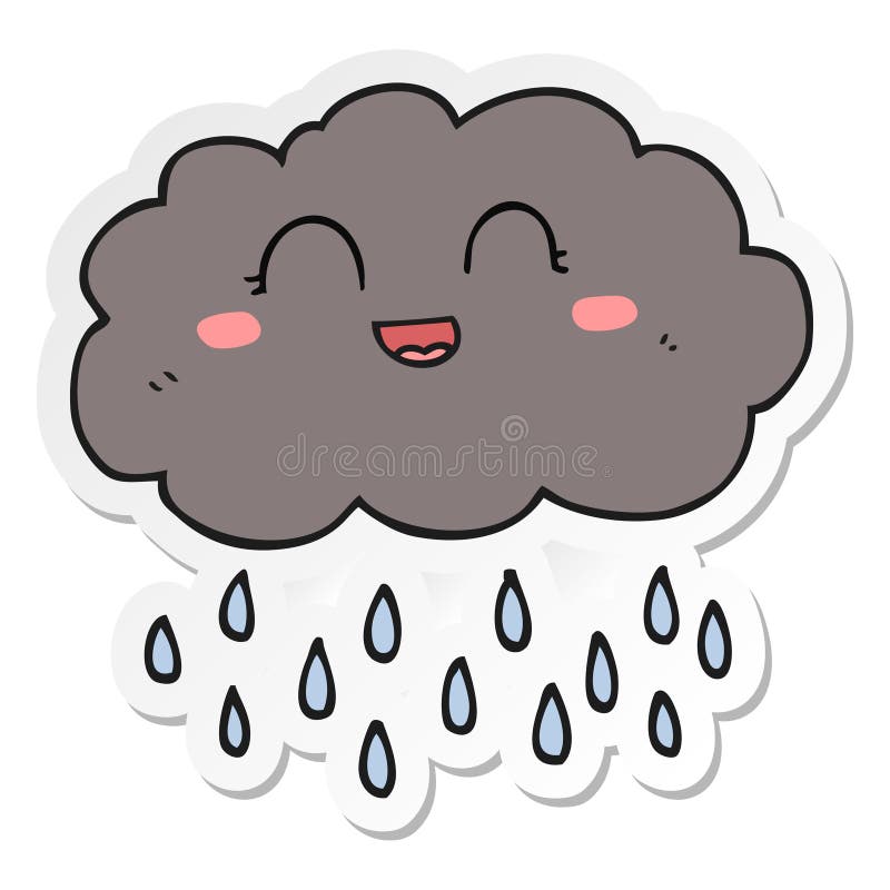 sticker of a cartoon rain cloud