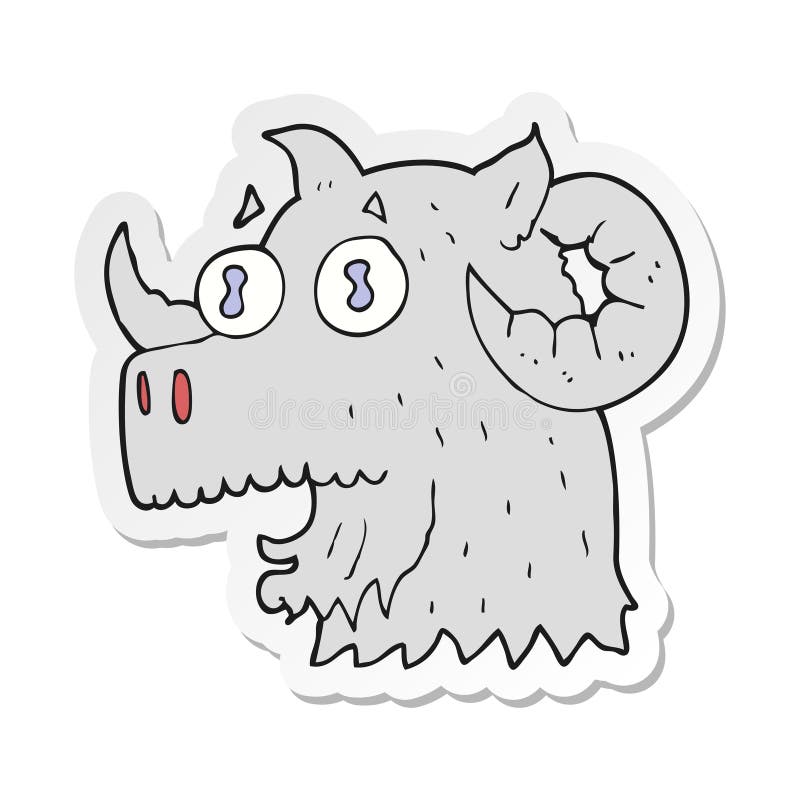 sticker of a cartoon ram head