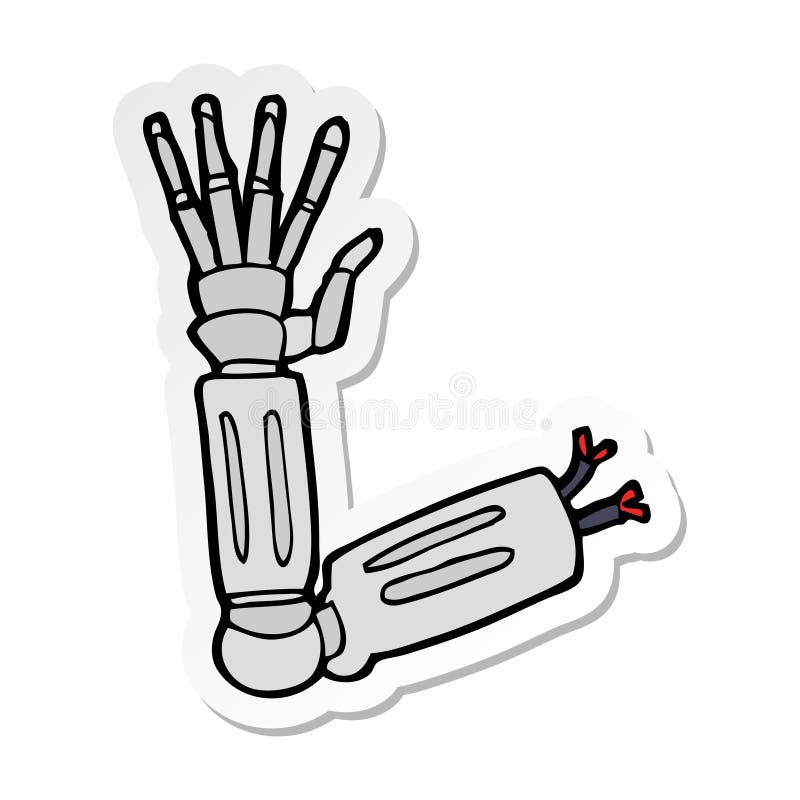 simple vector drawing in doodle style. robot. cute robot hand