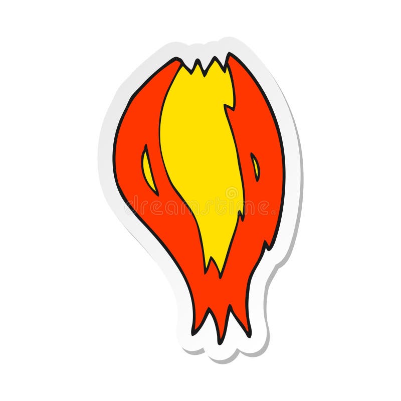 sticker of a cartoon rocket ship flames