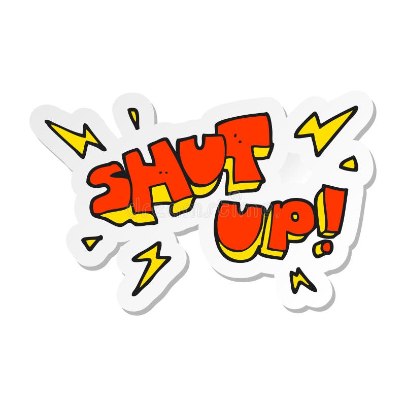 sticker of a cartoon shut up symbol