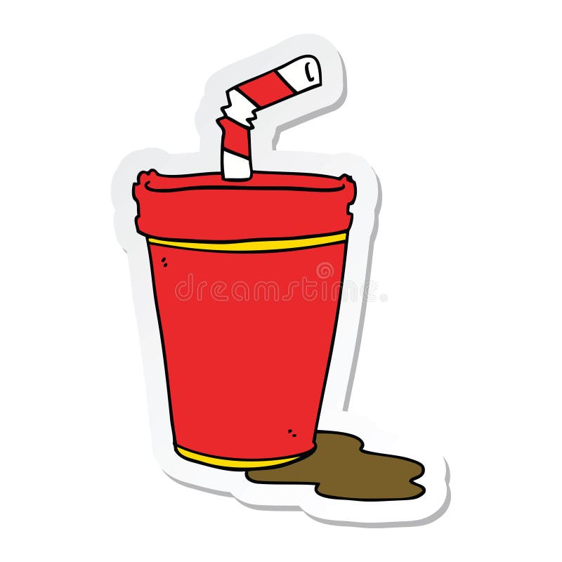 Sticker of a Cartoon Soda Cup Stock Vector Illustration of label