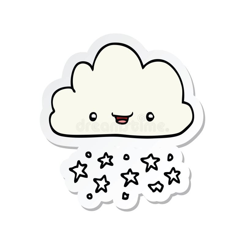 Sticker of a cartoon storm cloud stock illustration