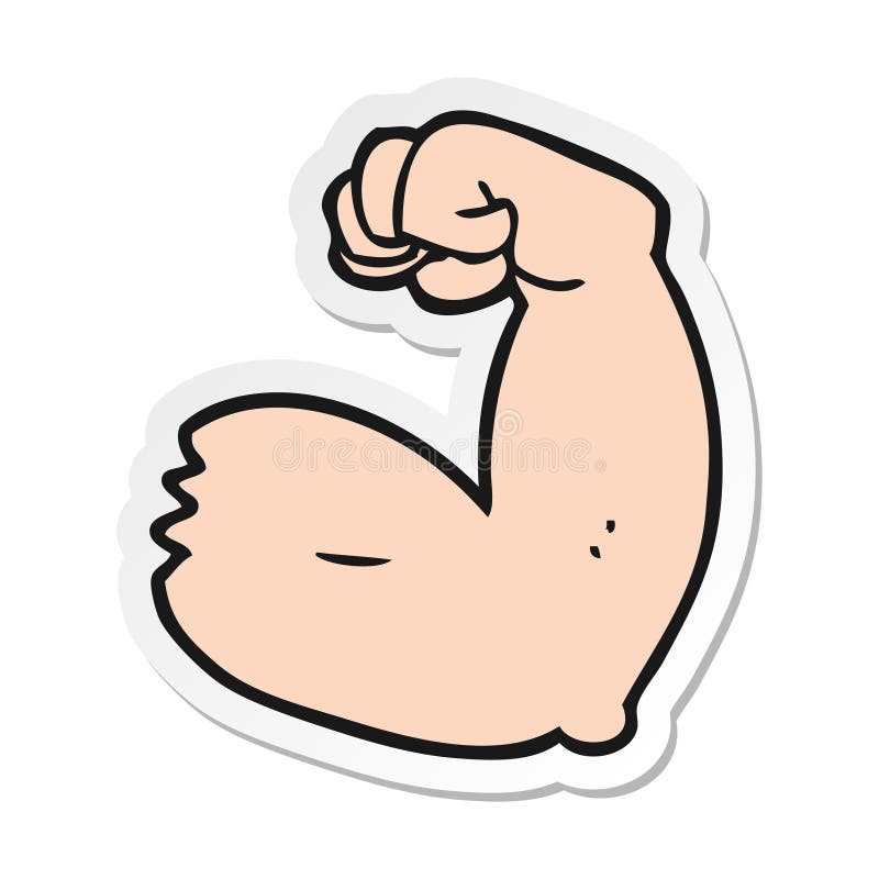 Sticker of a Cartoon Strong Arm Flexing Bicep Stock Vector - Illustration  of freehand, clip: 147648710