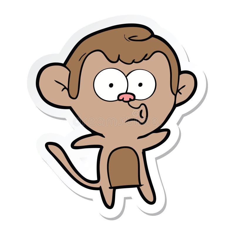 Sticker of a Cartoon Surprised Monkey Stock Vector - Illustration of ...