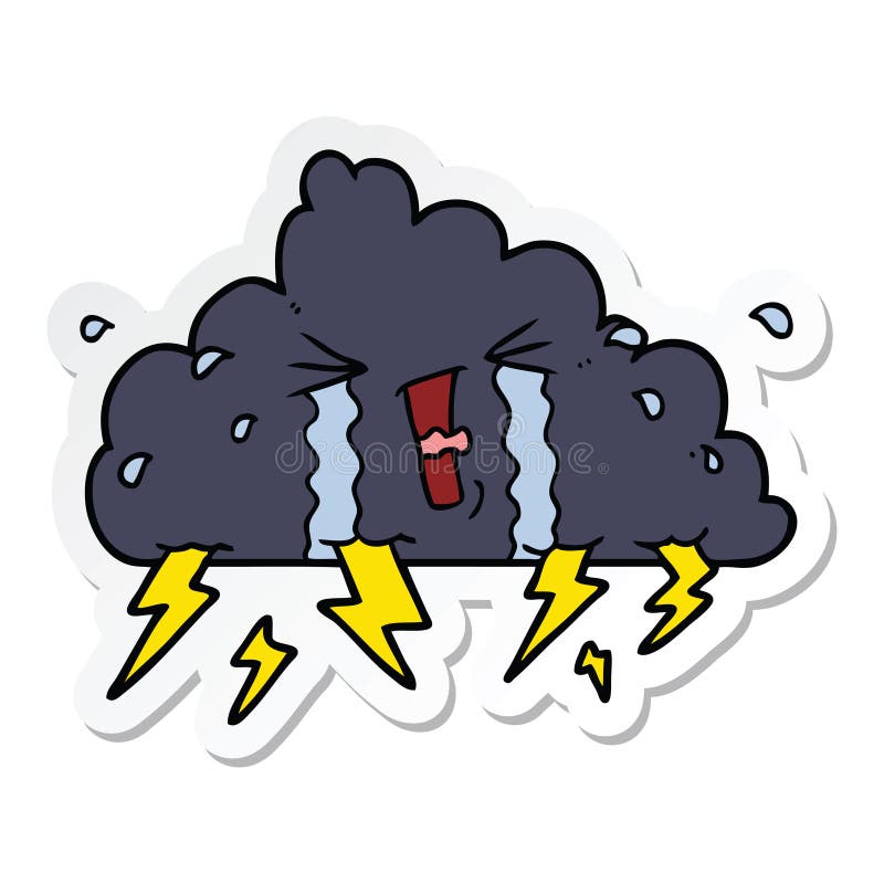 Cartoon Thundercloud Symbol Stock Illustration - Illustration of retro ...