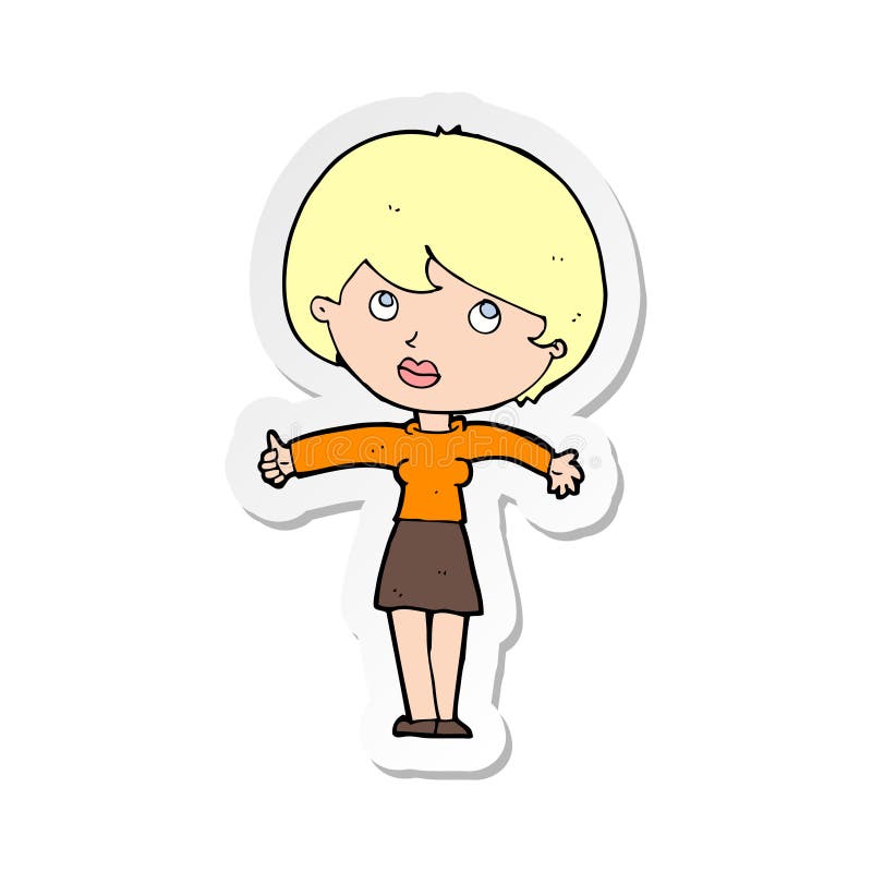 sticker of a cartoon woman giving thumbs up